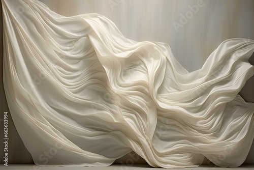 Elegant, textured cloth featuring graceful folds. Exudes opulence for lavish wall decor. Generative AI photo