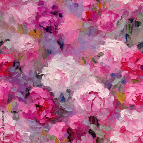 Flowers impressionism colorful artistic repeat pattern in the style of oil painting