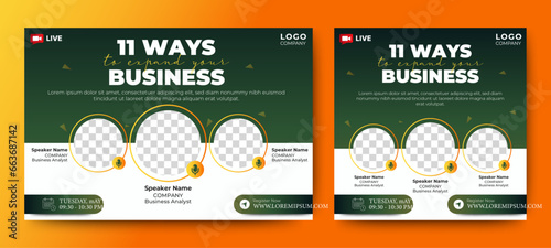 Creative marketing webinar online live corporate business social media cover banner template