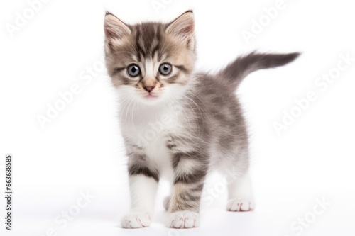 Curious Domestic Cat on White Background