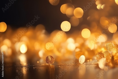 Festive Abstract Defocused Christmas background,golden glitter bokeh wallpaper background for celebrating concept 