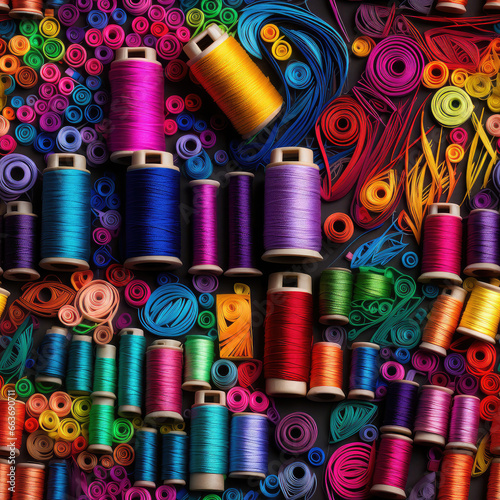 Crafts threads sewing colorful artsy repeat pattern