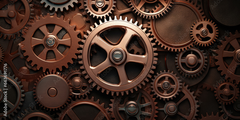 Background Copper Gears In Steam Punk Style Created Using Artificial Intelligence Background Copper Gears In Steam Punk Style Created Using Artificial Intelligence