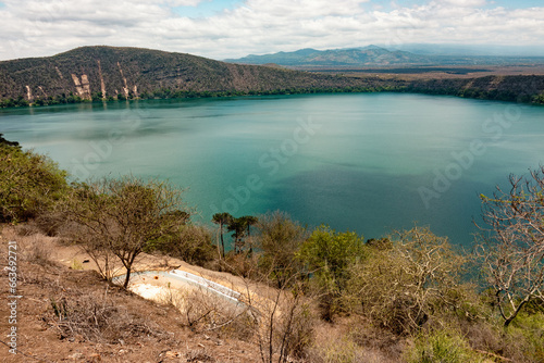 Scenic view of Lake Chala crater lake in Kenya/Tanzania border