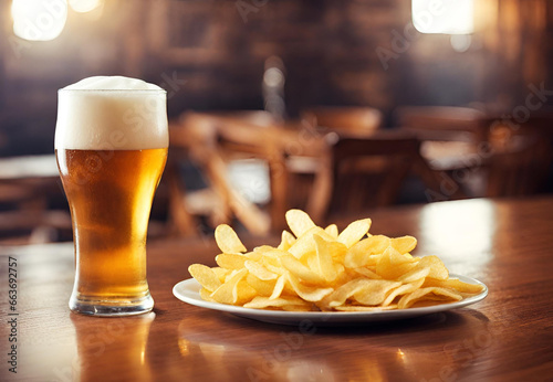 Glass of Beer on Wooden Table, Beer Glass on Rustic Table, Cold Beer in a Pint Glass