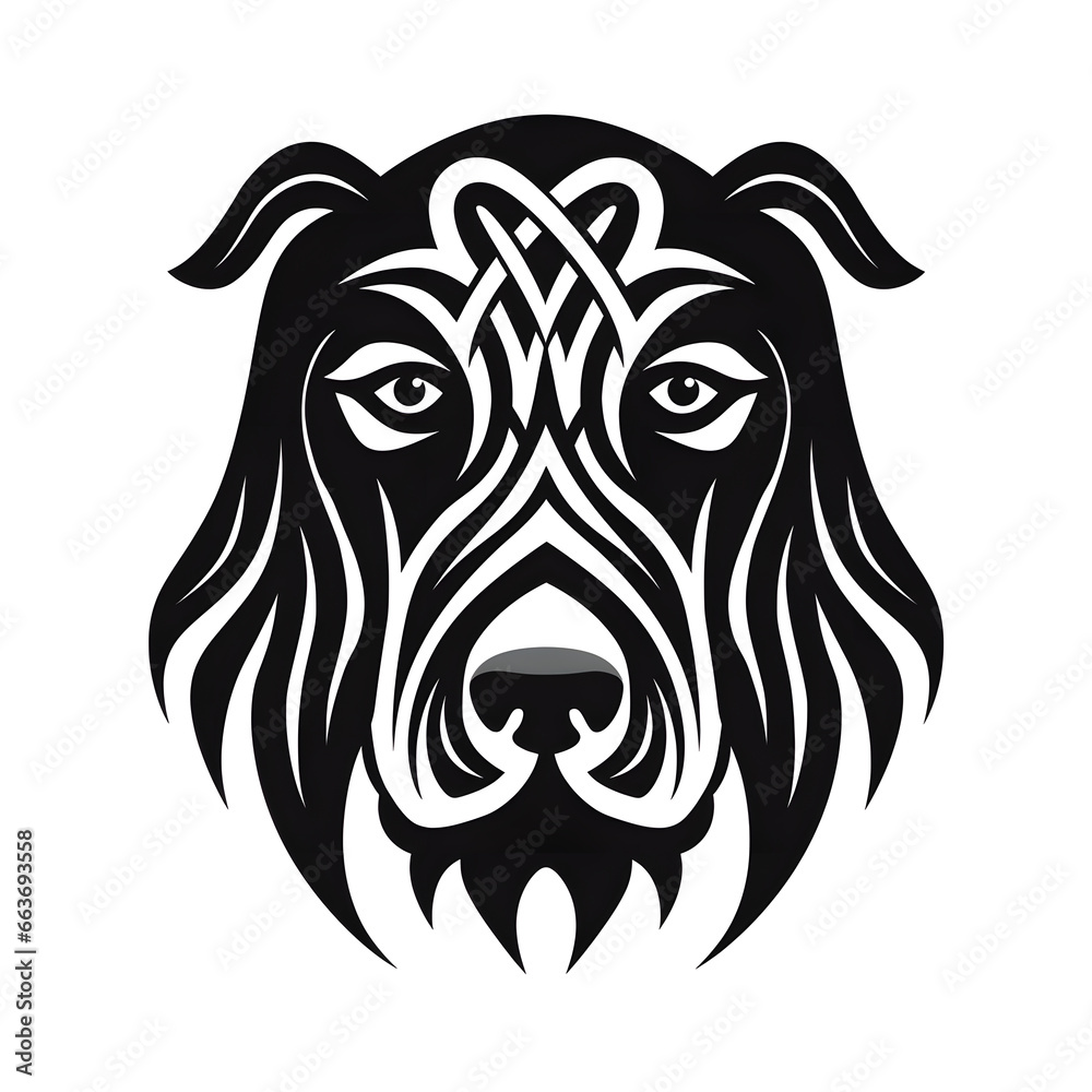 Dog head tribal tattoo design dark art illustration isolated on white background