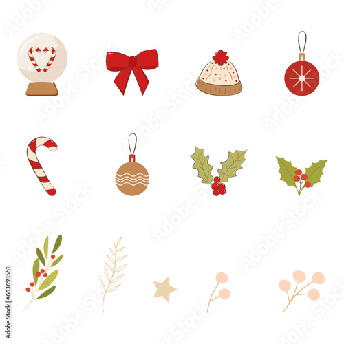 christmas element set vector illustration