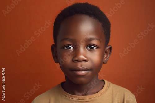 Studio portrait of cute little African boy, AI generated © Mystery