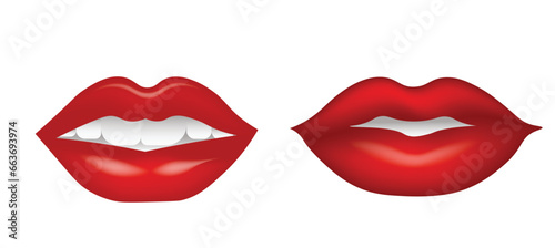 red lips isolated on white vector illustration