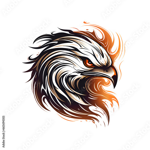 Eagle head tattoo design dark art illustration  isolated on white background