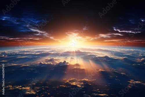 Planet Earth with a breathtaking sunset. View from space. © Vovmar
