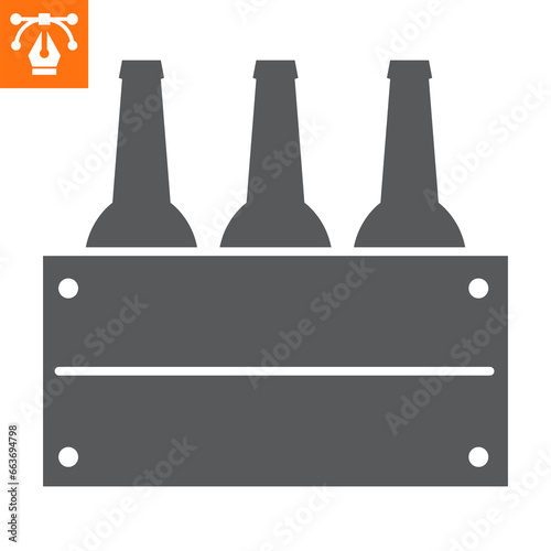 Case of beer solid icon, glyph style icon for web site or mobile app, oktoberfest and alcohol, bottles box vector icon, simple vector illustration, vector graphics with editable strokes.