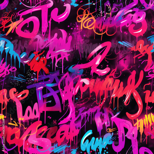 Calligraphy graffiti doodles funky grunge repeat pattern