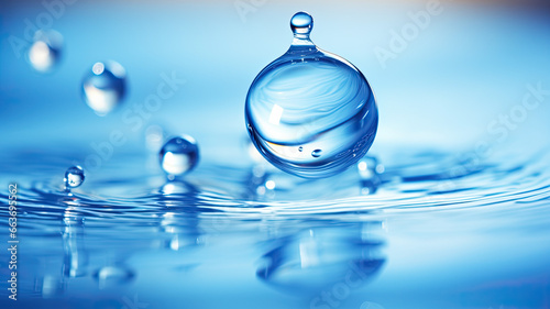 Crystal Clear Droplet on Blue Surface