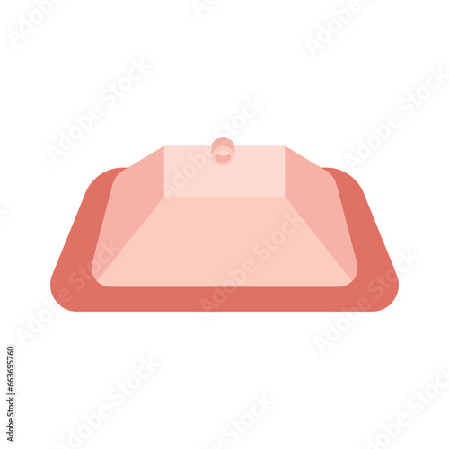 Plastic waiter tray, isolated on white. Plate with lid for restaurant meal. Vector flat illustration