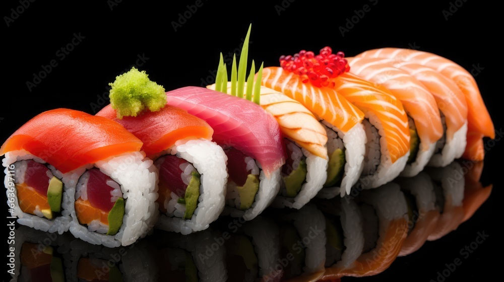 Sushi in isolated background, AI generated Image Sushi in isolated background, AI generated Image