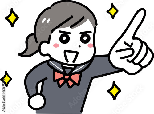 ポジティブなセーラー服の女の子