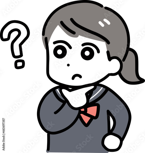 考えているセーラー服の女の子