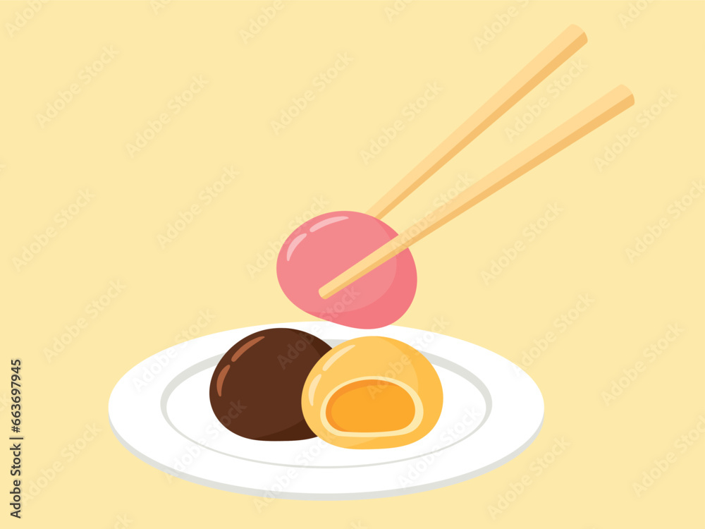 Cute Mochi Daifuku Japanese Dessert Vector Illustration Cute Mochi Daifuku Japanese Dessert Vector Illustration