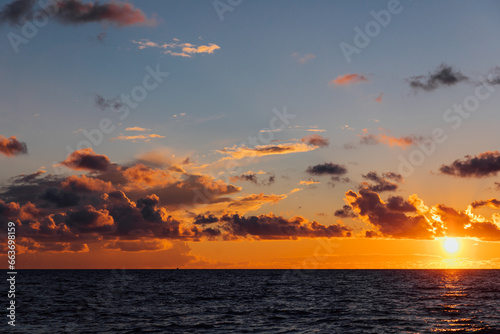 calm sea at sunset sea voyage sky in the clouds © dmitriisimakov