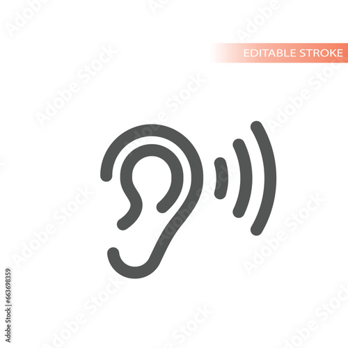 Human ear and listening line icon. Hear and hearing vector.