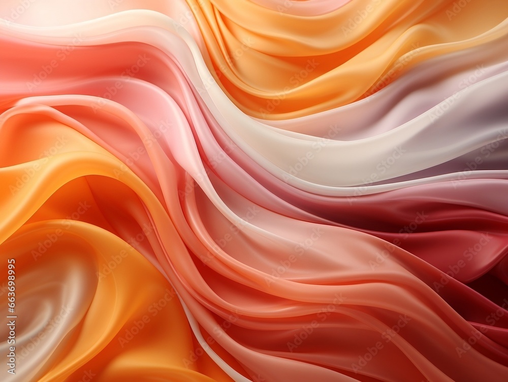 Obraz premium Flowing fabrics abstract orange yellow and pink swirly background generative ai