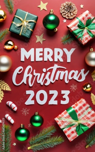 Merry Christmas Typography greeting card, Xmas themed decoration, Christmas card banner festive design, Christmas music carol, 2023 holiday greeting celebration illustration © Mohammad