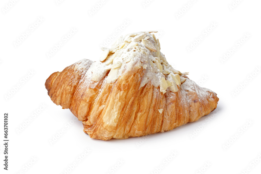 Tasty sweet croissant isolated on white background