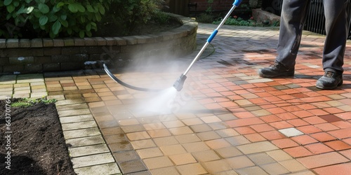 Washing service - cleaning of block paving with a high pressure washer