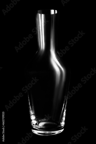 Glass vase on black