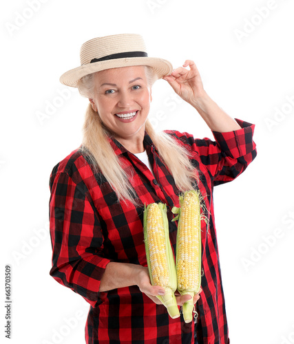 Mature female farmer with r...