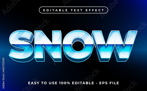 Snow editable text effect mock up use for logo and business brand, 3d typography template