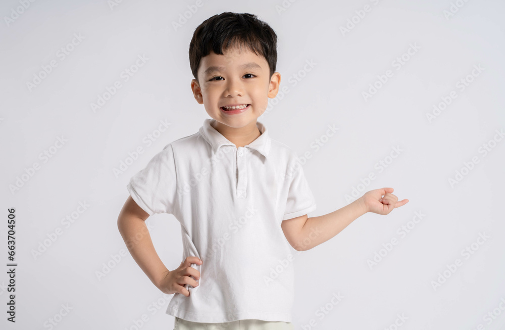 Portrait of asian boy posing on white background Portrait of asian boy posing on white background