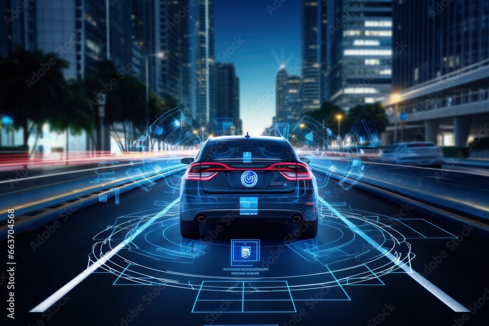 Modern smart car technology intelligent system using Heads up display ...