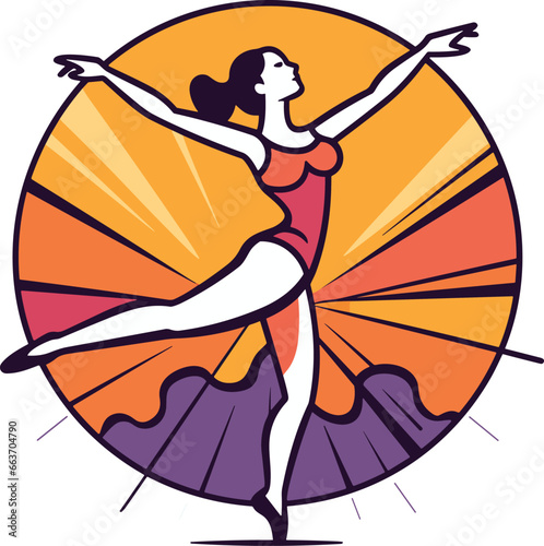 Dance on the tips of toes. Young graceful tender woman, ballerina simple icon vector