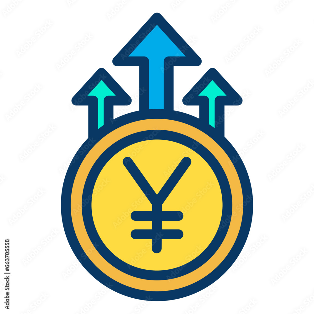 Lineal color Yen Growth value icon Lineal color Yen Growth value icon