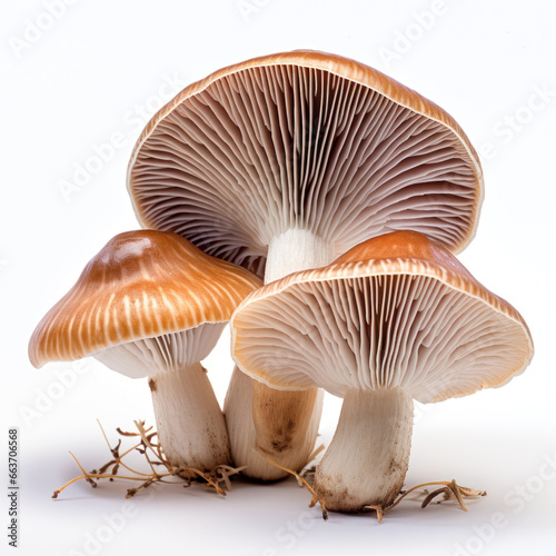 Brown fresh shiitake mushrooms for a delicious recipe isolated on white background Generative AI Illustration