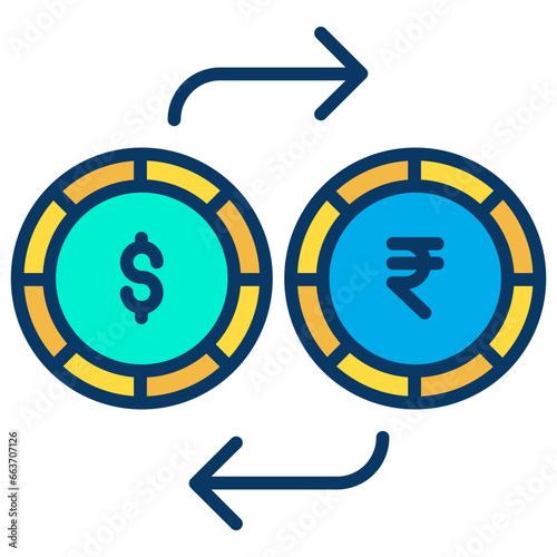 Lineal color Dollar and Rupees exchange icon