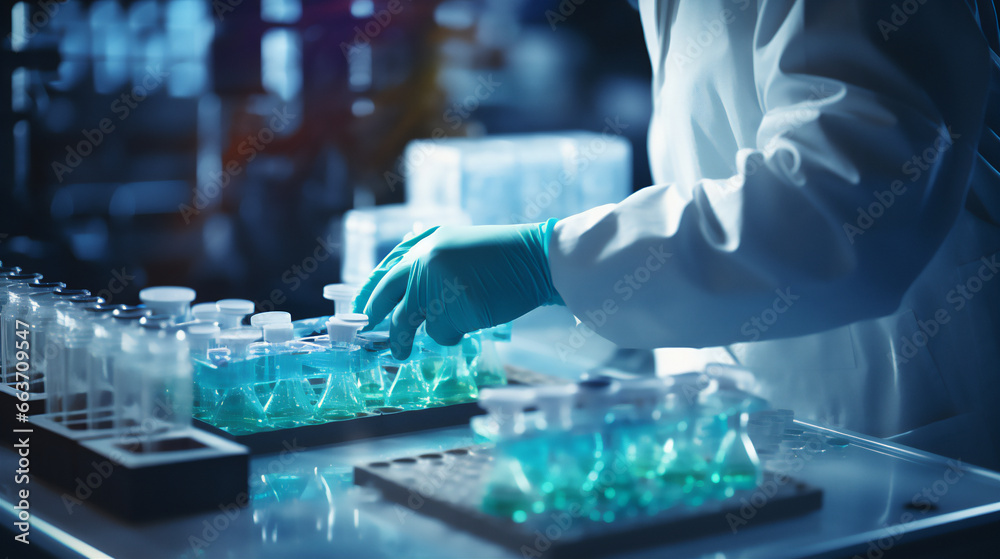 Scientist checking samples in lab, close up shot.Ai generative. Scientist checking samples in lab, close up shot.Ai generative.