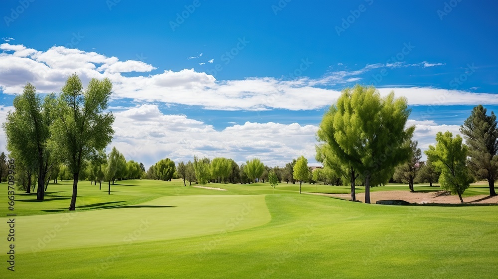 View of green Golf Course. Golf course with rich green grass with beautiful views. View of green Golf Course. Golf course with rich green grass with beautiful views.