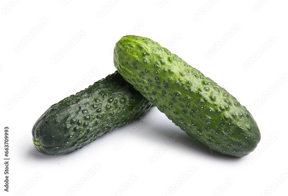Fresh cucumbers isolated on white background Fresh cucumbers isolated on white background