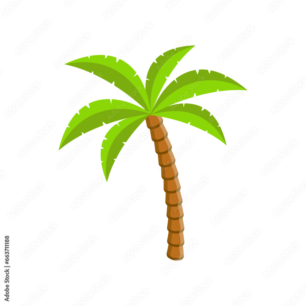Palm tree icon in flat style isolated on white background illustration