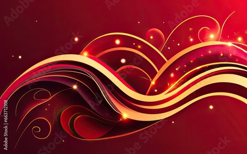 Luxury abstract Radiant Red curve background with glitter light effect decoration with Generative AI.