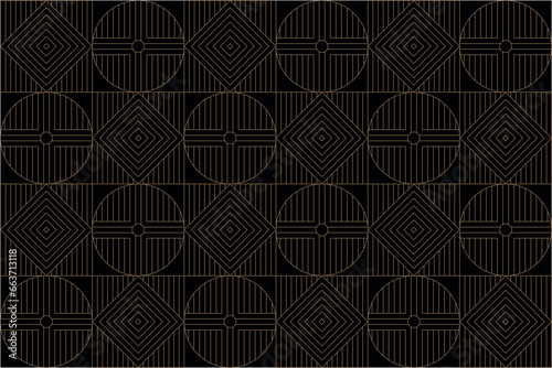 Luxury gold square pattern background on black background, Christmas patterns & geometric pattern