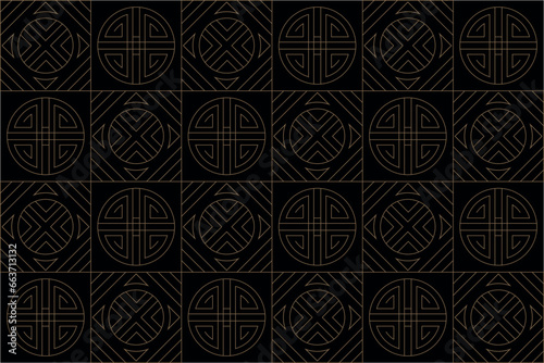 Luxury gold square pattern background on black background, Christmas patterns & geometric pattern