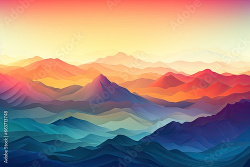 Landscape with mountains and sunset. Vector illustration for your design  Enchanting mountain range with vibrant color gradient peaks  AI Generated