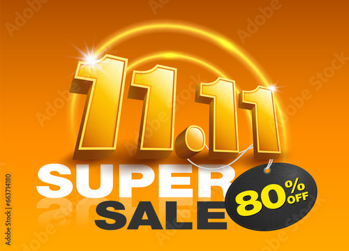 Year-end sales promotion on the 11th November  sale banner or poster template for advertising online shopping on social media.