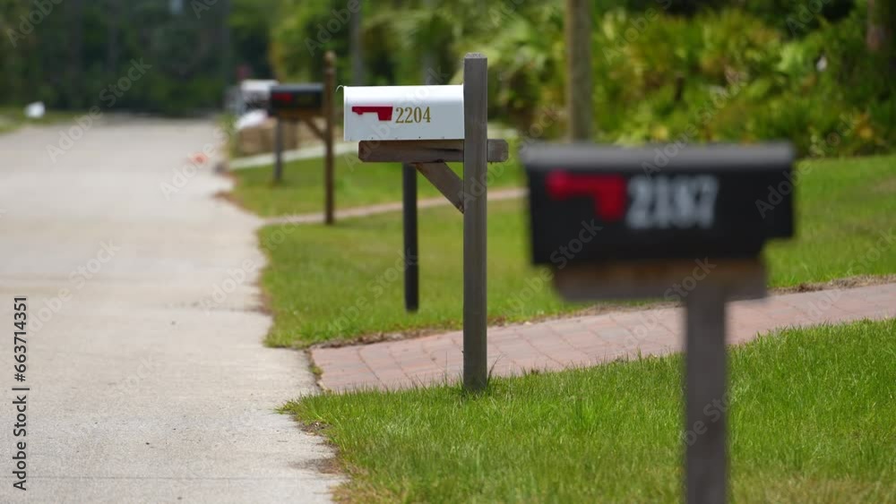 Typical American outdoors mail box on suburban street side Typical American outdoors mail box on suburban street side