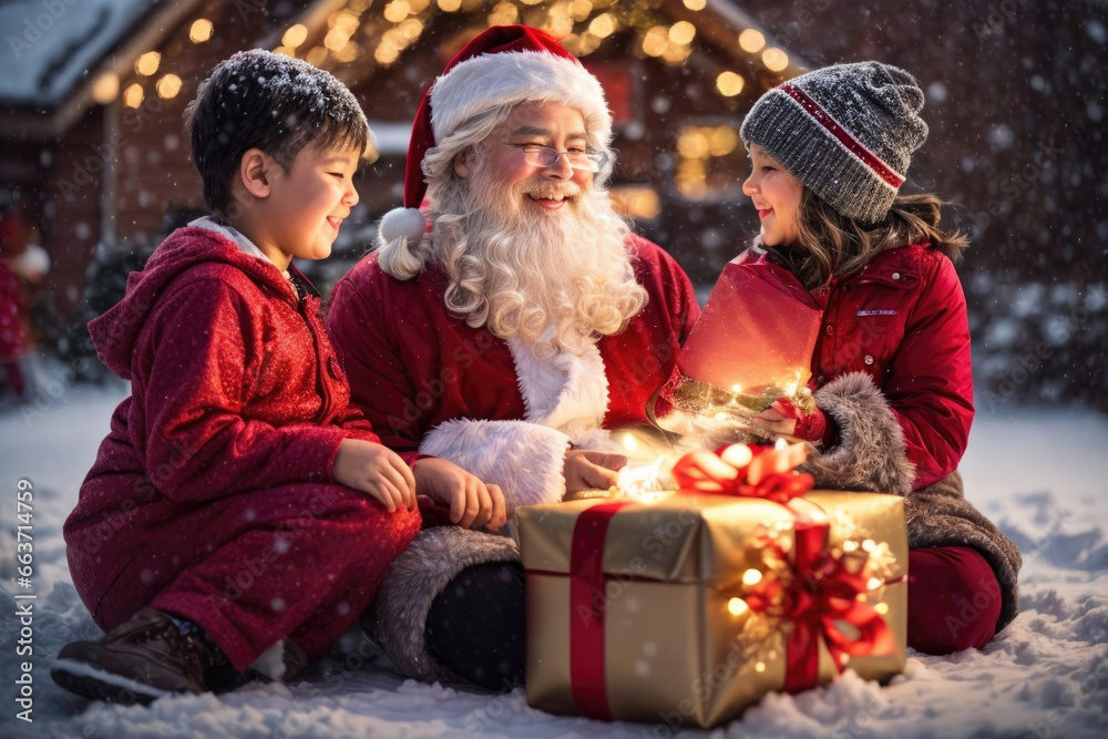 photo of santa claus on various background blessed Christmas Eve