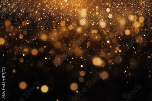 Abstract gold bokeh background. Christmas and New Year concept, Festive golden glittering in the dark night background, AI Generated photo